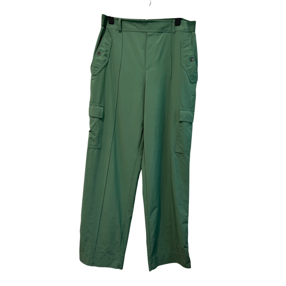 Athleta Vienna Cargo Pants Women 12 Green High Rise Hiking Travel Pockets
